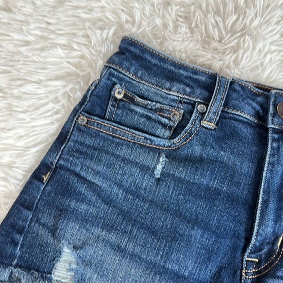 American Eagle Dark Blue Lightly Distressed High Rise Festival Jean Shorts - Picture 3 of 12